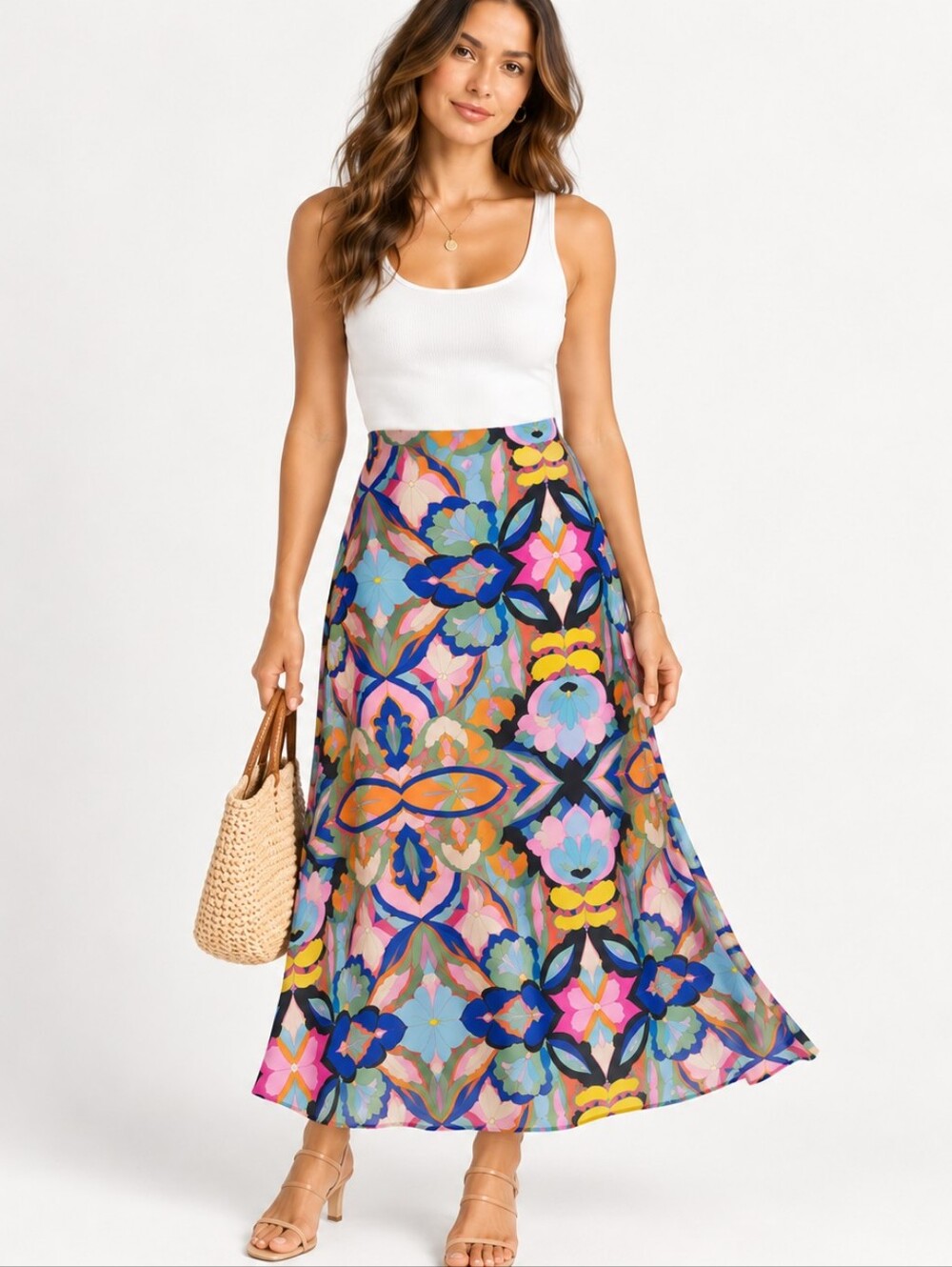 Marine Layer Ryan Slip Midi Skirt Exploded Floral Tencel 14 $108 MSRP